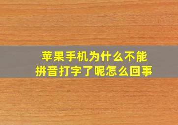 苹果手机为什么不能拼音打字了呢怎么回事