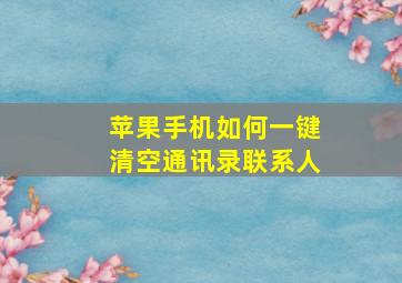 苹果手机如何一键清空通讯录联系人