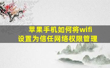 苹果手机如何将wifi设置为信任网络权限管理