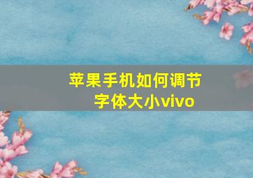 苹果手机如何调节字体大小vivo