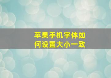 苹果手机字体如何设置大小一致