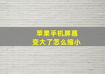 苹果手机屏幕变大了怎么缩小