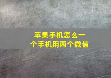 苹果手机怎么一个手机用两个微信