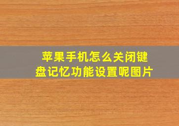 苹果手机怎么关闭键盘记忆功能设置呢图片