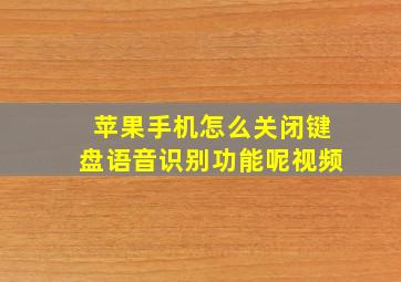 苹果手机怎么关闭键盘语音识别功能呢视频