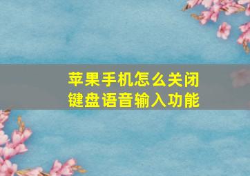 苹果手机怎么关闭键盘语音输入功能