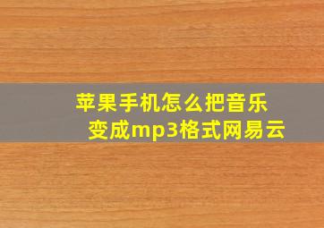 苹果手机怎么把音乐变成mp3格式网易云