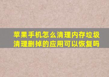 苹果手机怎么清理内存垃圾清理删掉的应用可以恢复吗