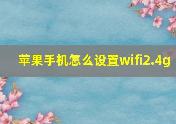 苹果手机怎么设置wifi2.4g