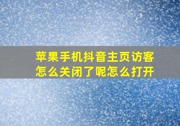 苹果手机抖音主页访客怎么关闭了呢怎么打开