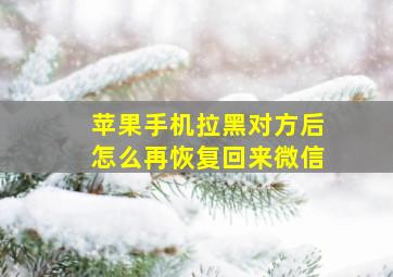 苹果手机拉黑对方后怎么再恢复回来微信