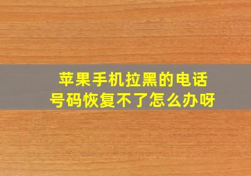 苹果手机拉黑的电话号码恢复不了怎么办呀