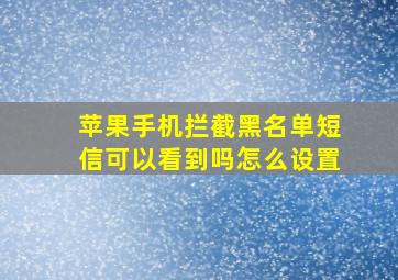 苹果手机拦截黑名单短信可以看到吗怎么设置