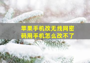 苹果手机改无线网密码用手机怎么改不了