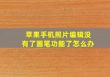 苹果手机照片编辑没有了画笔功能了怎么办