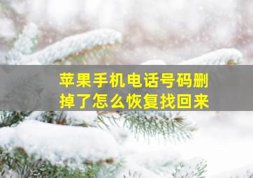 苹果手机电话号码删掉了怎么恢复找回来