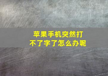 苹果手机突然打不了字了怎么办呢