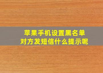 苹果手机设置黑名单对方发短信什么提示呢