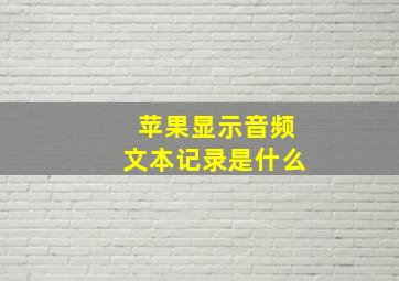 苹果显示音频文本记录是什么