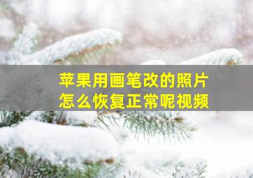 苹果用画笔改的照片怎么恢复正常呢视频