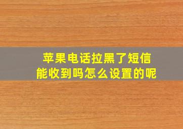 苹果电话拉黑了短信能收到吗怎么设置的呢