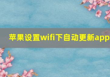 苹果设置wifi下自动更新app