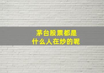 茅台股票都是什么人在炒的呢