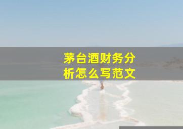 茅台酒财务分析怎么写范文