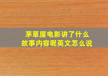 茅草屋电影讲了什么故事内容呢英文怎么说