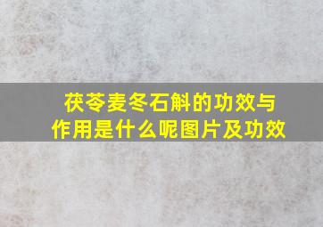 茯苓麦冬石斛的功效与作用是什么呢图片及功效