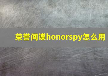 荣誉间谍honorspy怎么用