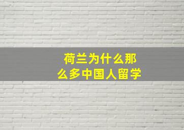 荷兰为什么那么多中国人留学