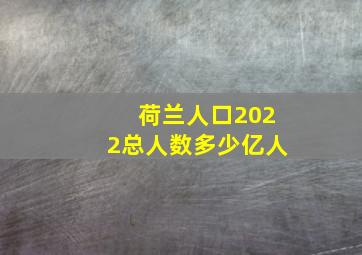 荷兰人口2022总人数多少亿人