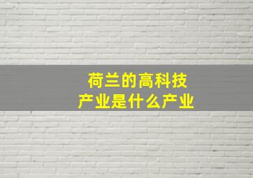 荷兰的高科技产业是什么产业