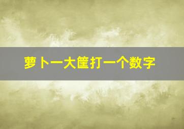 萝卜一大筐打一个数字