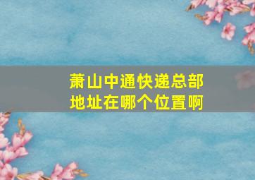 萧山中通快递总部地址在哪个位置啊