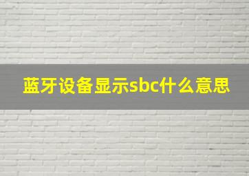 蓝牙设备显示sbc什么意思