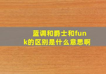 蓝调和爵士和funk的区别是什么意思啊