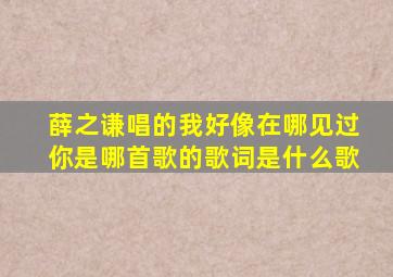 薛之谦唱的我好像在哪见过你是哪首歌的歌词是什么歌