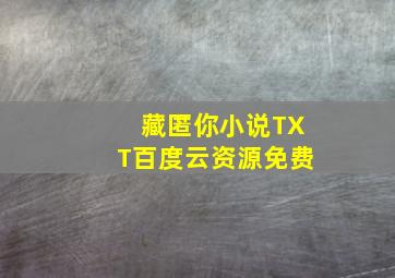 藏匿你小说TXT百度云资源免费