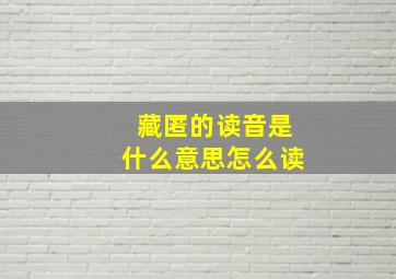 藏匿的读音是什么意思怎么读