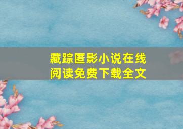 藏踪匿影小说在线阅读免费下载全文