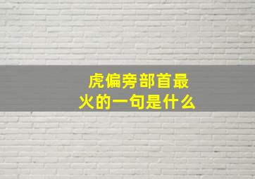 虎偏旁部首最火的一句是什么