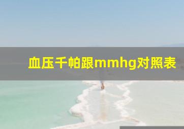 血压千帕跟mmhg对照表