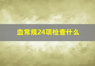 血常规24项检查什么