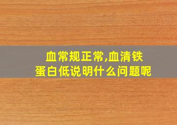 血常规正常,血清铁蛋白低说明什么问题呢