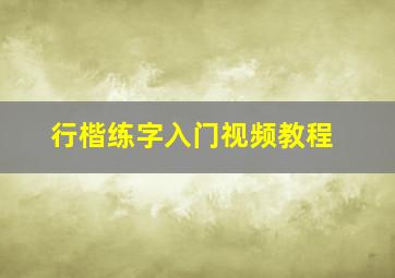 行楷练字入门视频教程