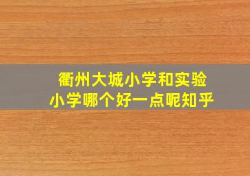 衢州大城小学和实验小学哪个好一点呢知乎