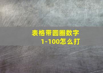 表格带圆圈数字1-100怎么打