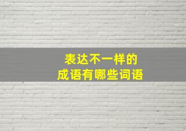 表达不一样的成语有哪些词语